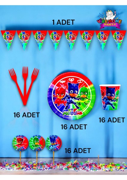 16 Kişilik Pijamask Temalı Eko Set - Doğum Günü Parti ve Eğlenceli Etkinlikler fiyatları