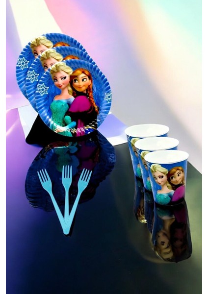 8 Kişilik Frozen Temalı Süper Eko Seti - Doğum Günü Parti ve Eğlenceli Etkinlikler Için