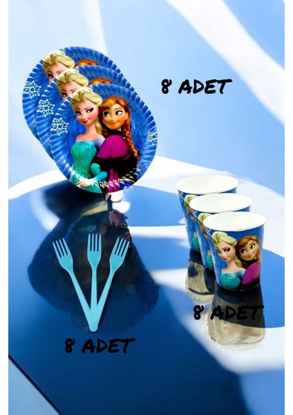8 Kişilik Frozen Temalı Süper Eko Seti - Doğum Günü Parti ve Eğlenceli Etkinlikler Için fiyatları