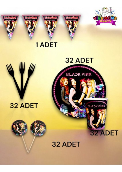 32 Kişilik Black Pink Temalı Eko Set - Doğum Günü Parti ve Eğlenceli Etkinlikler fiyatları