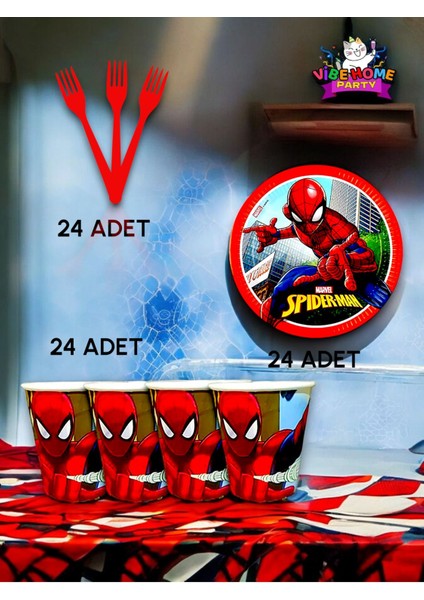 24 Kişilik Spiderman Temalı Süper Eko Seti - Doğum Günü Parti ve Eğlenceli Etkinlikler