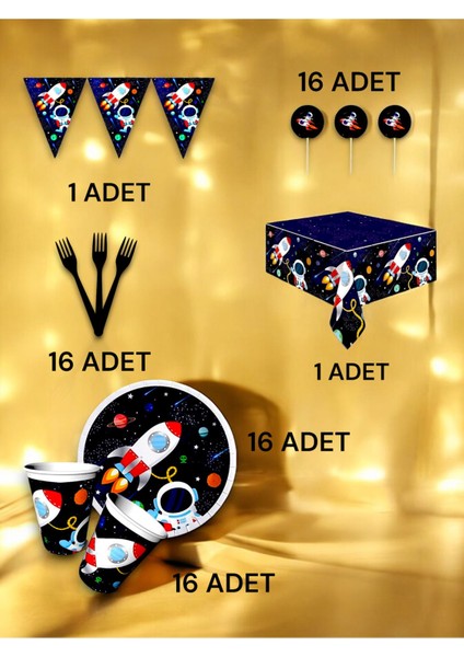 16 Kişilik Uzay Temalı Premium Set - Doğum Günü Parti ve Eğlenceli Etkinlikler fiyatları