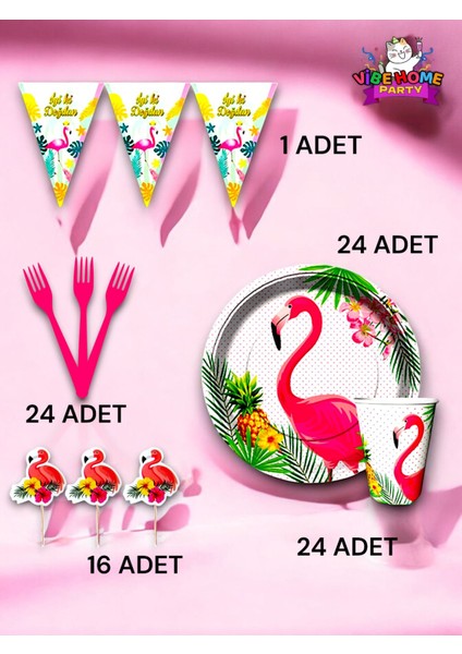 24 Kişilik Flamingo Temalı Eko Set - Doğum Günü Parti ve Eğlenceli Etkinlikler fiyatları