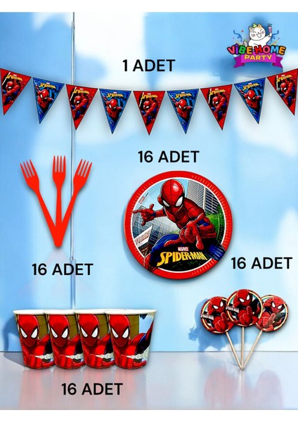 16 Kişilik Spiderman Temalı Eko Set - Doğum Günü Parti ve Eğlenceli Etkinlikler