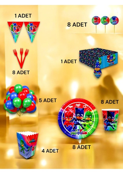 8 Kişilik Pijamask Temalı Lü x Set - Doğum Günü Parti ve Eğlenceli Etkinlikler fiyatları
