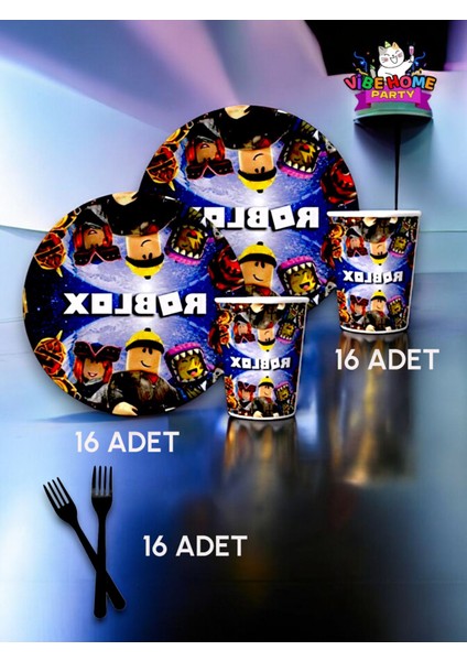 16 Kişilik Roblox Temalı Süper Eko Seti - Doğum Günü Parti ve Eğlenceli Etkinlikler
