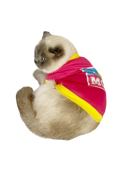 I Love Mom Pink, Oval Yaka Tişört Kedi Kıyafeti Kedi Elbisesi Anneler Günü modelleri