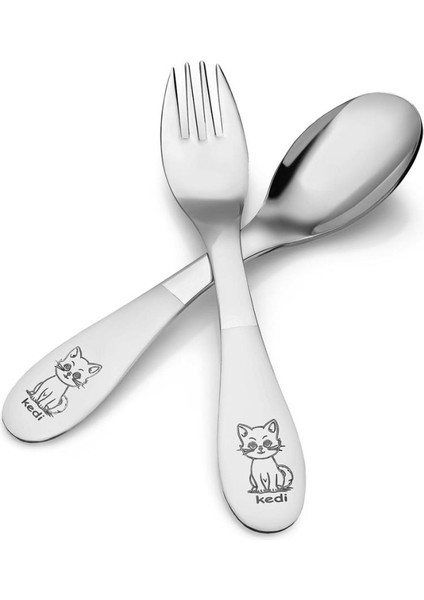 Paslanmaz Çelik Çatal Kaşık Seti Kedi Desenli fiyatları