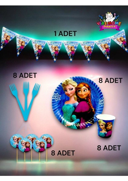 8 Kişilik Frozen Temalı Eko Set - Doğum Günü Parti ve Eğlenceli Etkinlikler fiyatları