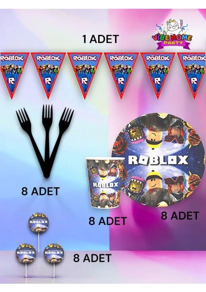 8 Kişilik Roblox Temalı Eko Set - Doğum Günü Parti ve Eğlenceli Etkinlikler fiyatları