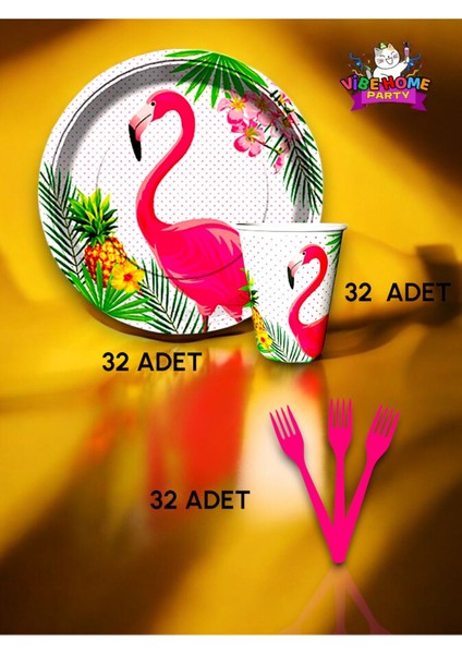 32 Kişilik Flamingo Temalı Süper Eko Seti - Doğum Günü Parti ve Eğlenceli Etkinlikler fiyatları