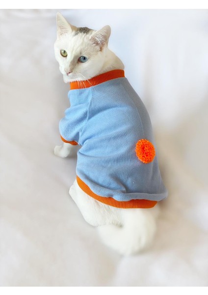 Ponçik Oval Yaka Tişört Kedi Kıyafeti Kedi Elbisesi