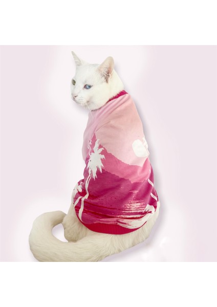 Nature Pink Oval Yaka Tişört Kedi Kıyafeti