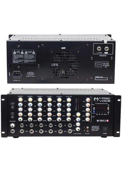 MV-300EU-TR 300 Watt 6 Mik. Girişli Usb*bt Trafolu Mıxer Küp Anfi