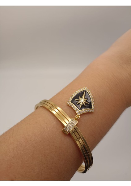 Ajda Charm Zirkon Taşlı Siyah Demir Model