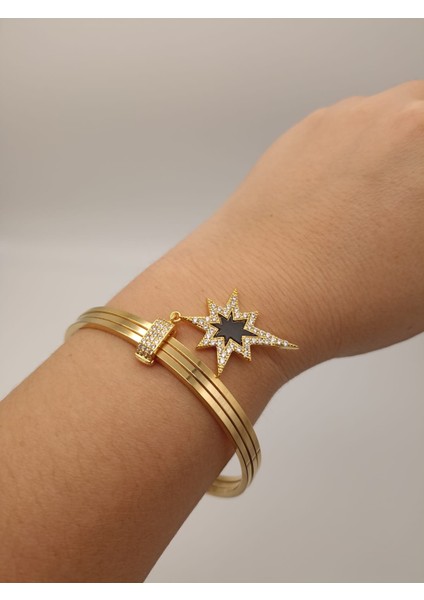 Ajda Charm Zirkon Taşlı Siyah Kuzey Yıldızı Model
