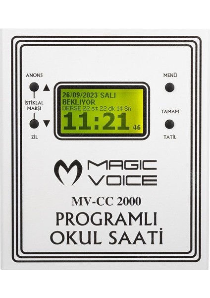 MV-CC2000 USB -20 Adet Mp3 Formatında Zil İstiklal Marşlı Okul Zil Saati