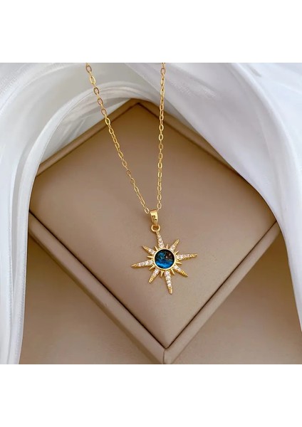 Yıldızı Model Zirkon Taşlı Kolye