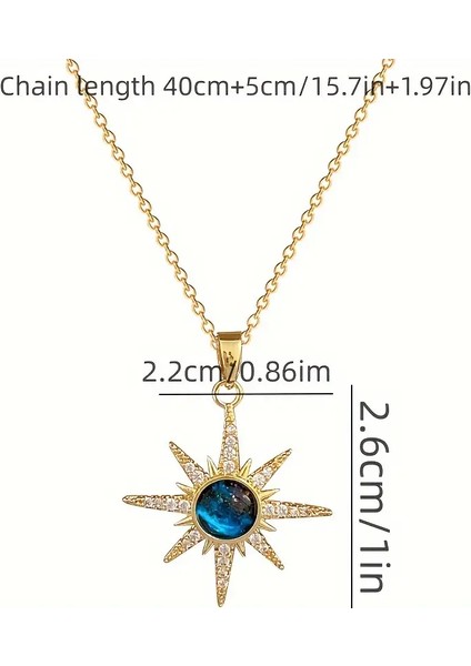 Yıldızı Model Zirkon Taşlı Kolye