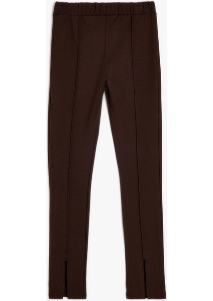 Beli Lastikli Viskon Karışımlı Nervür Detaylı Tayt