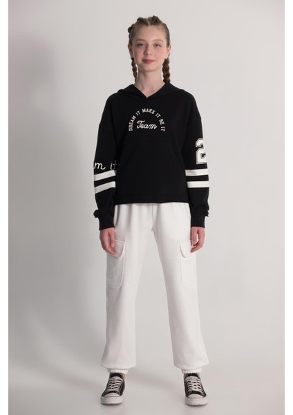 Kız Çocuk Kolej Sweatshirt 9-14 Yaş Siyah