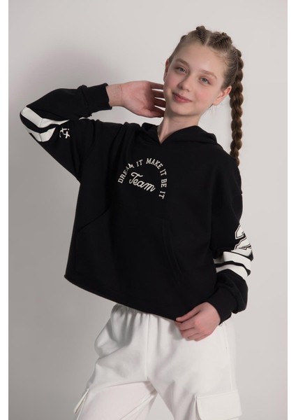 Kız Çocuk Kolej Sweatshirt 9-14 Yaş Siyah