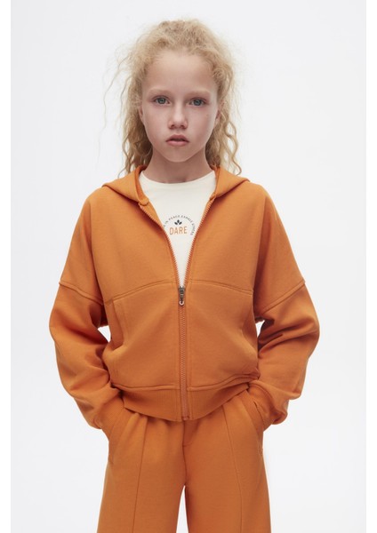 Kız Çocuk Lotus Sweatshirt Hırka 8-14 Yaş Oranj
