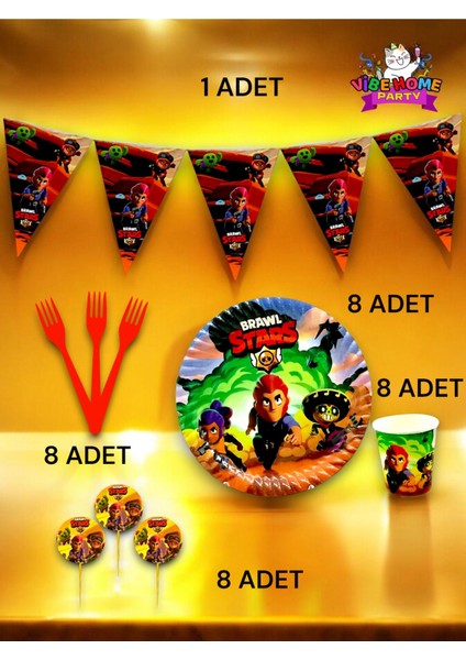 8 Kişilik Brawlstars Temalı Eko Set - Doğum Günü Parti ve Eğlenceli Etkinlikler