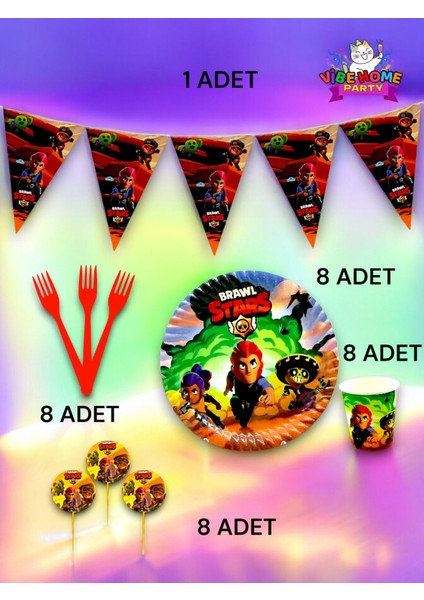 8 Kişilik Brawlstars Temalı Eko Set - Doğum Günü Parti ve Eğlenceli Etkinlikler fiyatları