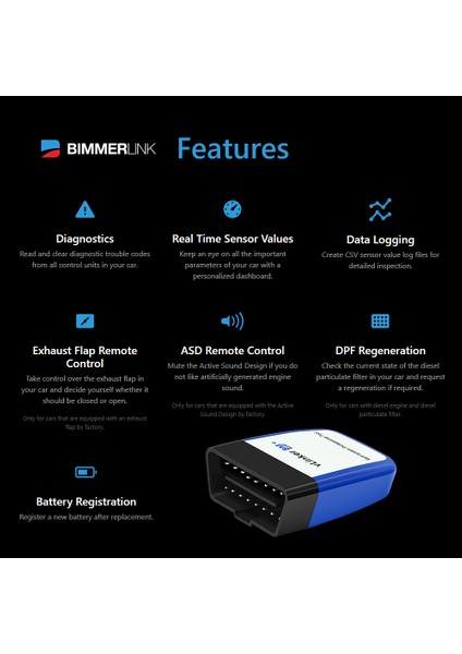 Bmw Uyumlu Arıza Tespit Cihazı Vlinker Bm+ V2.2 Bt4.0 Bimmercode Ios Android Windows