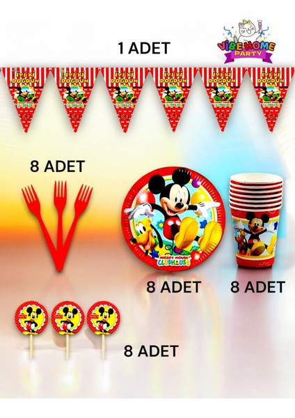 8 Kişilik Mickey Mouse Temalı Eko Set - Doğum Günü Parti ve Eğlenceli Etkinlikler fiyatları