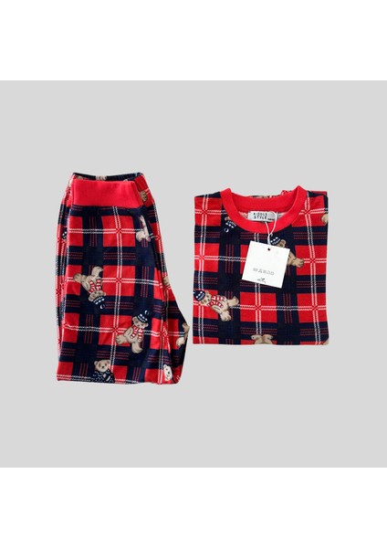 Yılbaşı Temalı Unisex Kırmızı Bebek Pijama Takımı