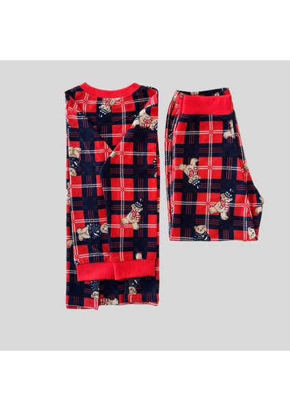 Yılbaşı Temalı Unisex Kırmızı Bebek Pijama Takımı