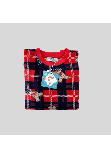 Yılbaşı Temalı Unisex Kırmızı Bebek Pijama Takımı