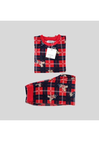 Yılbaşı Temalı Unisex Kırmızı Bebek Pijama Takımı