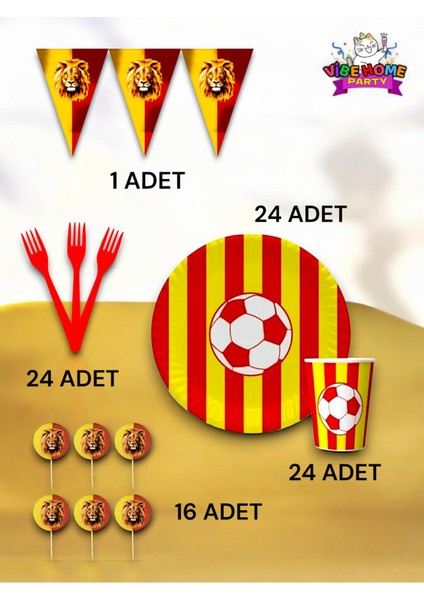 24 Kişilik Sarı Kırmızı Temalı Eko Set - Doğum Günü Parti ve Eğlenceli Etkinlikler