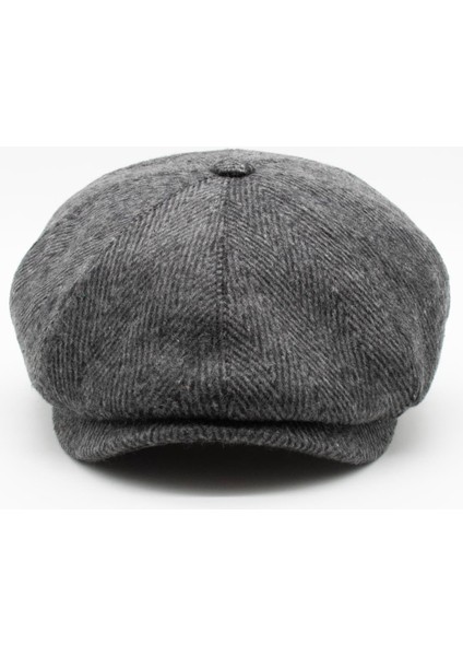 Erkek İngiliz Yün Şapka Premium Casual Gri Balıksırtı Kasket fiyatları
