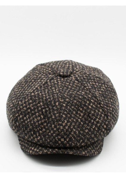 Erkek Kontrast Desenli Yünlü Kışlık Ingiliz Kasket