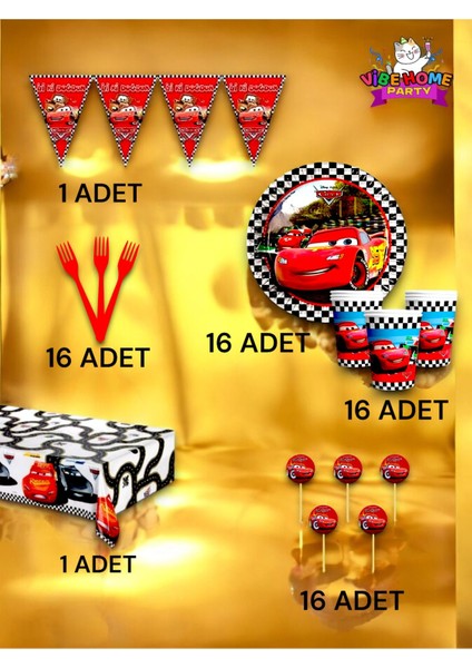 16 Kişilik Cars Temalı Premium Set - Doğum Günü Parti ve Eğlenceli Etkinlikler fiyatları