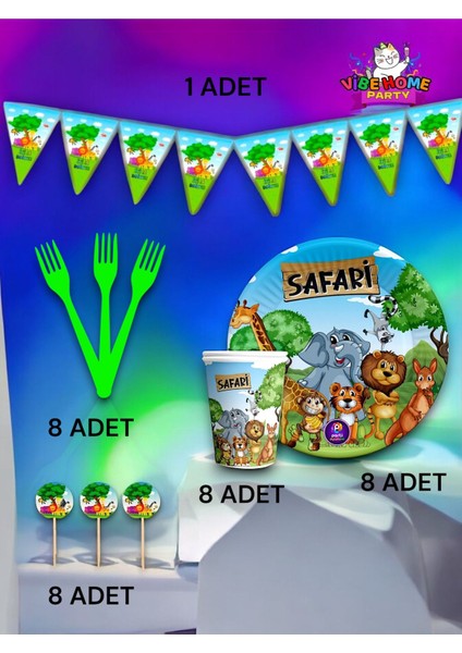 8 Kişilik Safari Temalı Eko Set - Doğum Günü Parti ve Eğlenceli Etkinlikler fiyatları