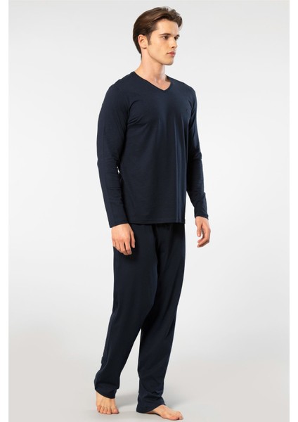 Erkek Uzun Kollu Modal Pijama Takım 2237/LACIVERT