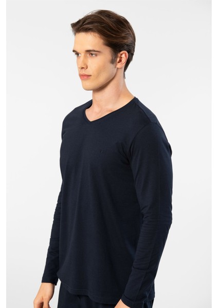 Erkek Uzun Kollu Modal Pijama Takım 2237/LACIVERT
