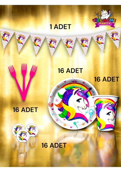 16 Kişilik Unicorn Temalı Eko Set - Doğum Günü Parti ve Eğlenceli Etkinlikler fiyatları