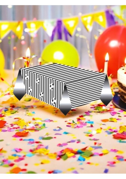 Siyah-Beyaz Temalı Taraftar Masa Örtüsü - Doğum Günü Parti ve Eğlenceli Etkinlikler Için fiyatları