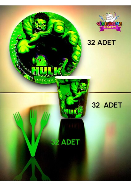 32 Kişilik Hulk Temalı Süper Eko Seti - Doğum Günü Parti ve Eğlenceli Etkinlikler