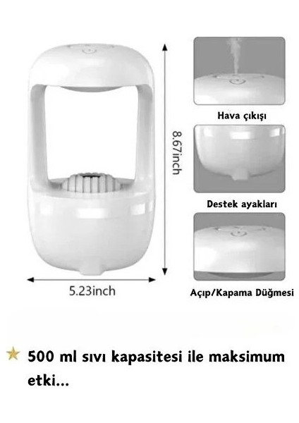 500ML Ulrasonik Hava Nemlendirici Anti-Yerçekimi Su Damlacık Tasarım Oda Buhar Makinesi Difüzörü indirimleri