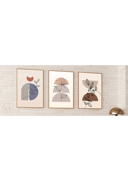 3 Parça Doğal Ahşap Çerçeveli Renkli Boho Tablo Seti Bestablo fiyatları