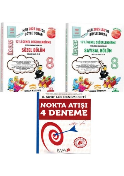 2025 8. Sınıf İlk Doz 12'li Genel Değerlendirme Sayısal – Sözel 1. Dönem - Nokta Atışı 4 Deneme
