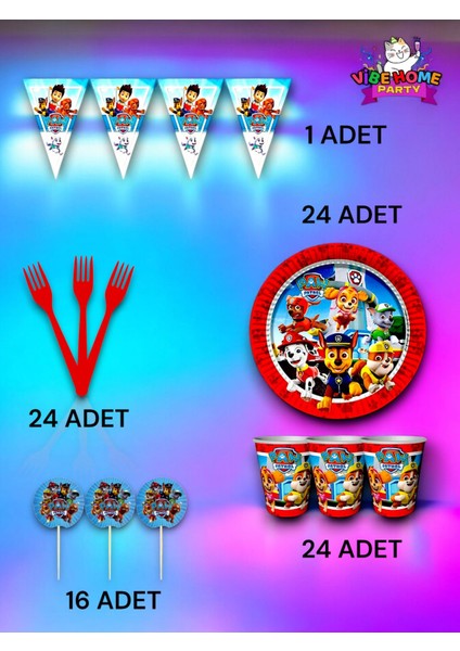 24 Kişilik Paw Patrol Temalı Eko Set - Doğum Günü Parti ve Eğlenceli Etkinlikler fiyatları