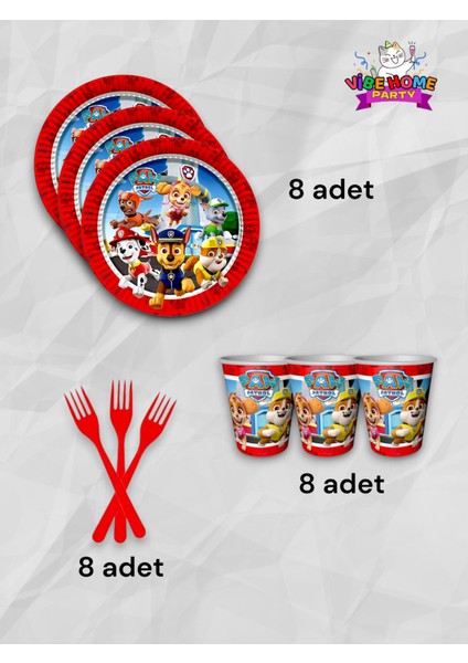 8 Kişilik Paw Patrol Temalı Süper Eko Seti - Doğum Günü Parti ve Eğlenceli Etkinlikler Için fiyatları